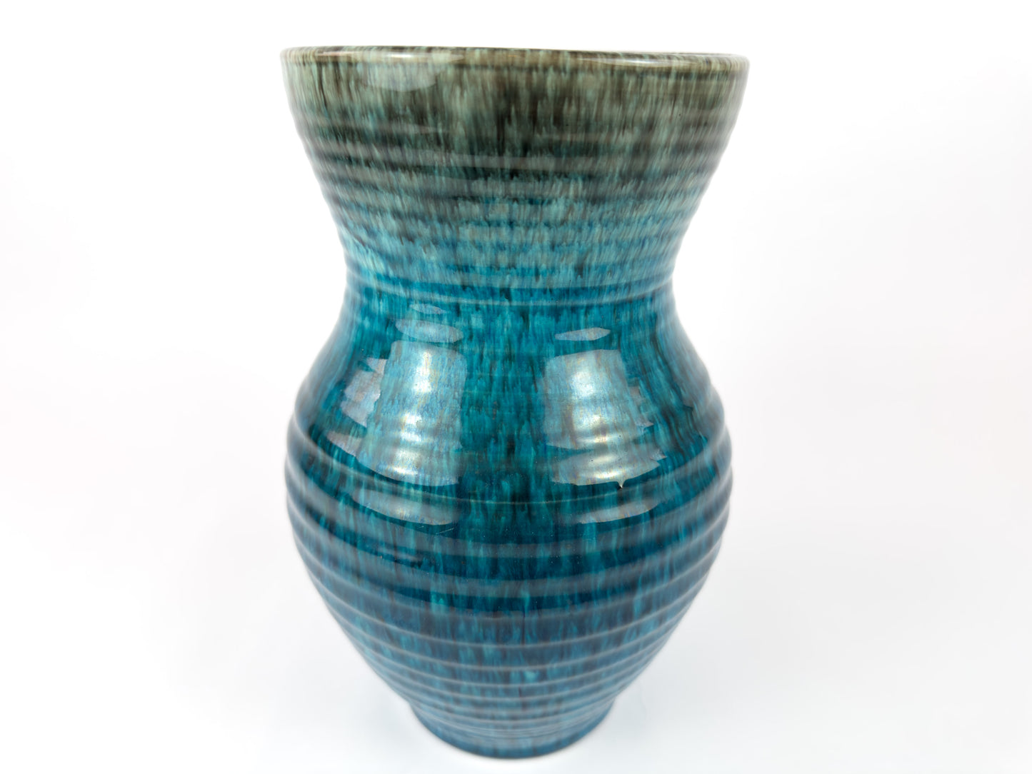 Mid-Century French Accolay Ribbed Stoneware Vase, c 1960