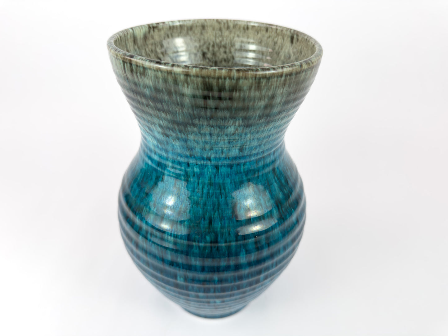 Mid-Century French Accolay Ribbed Stoneware Vase, c 1960