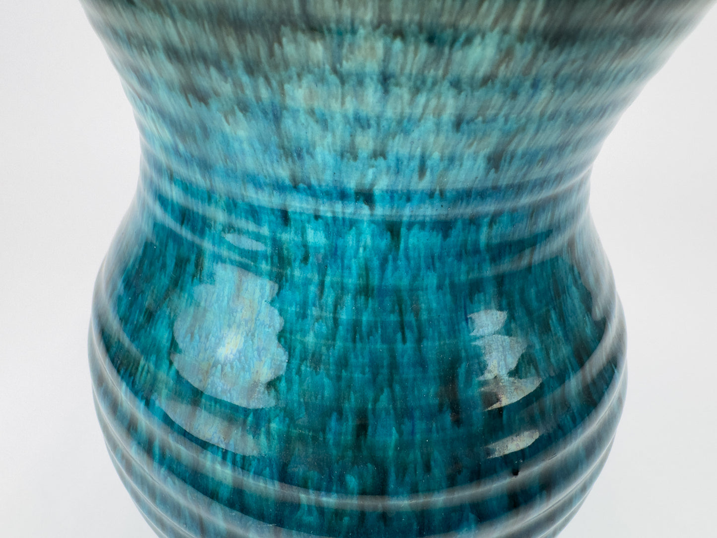 Mid-Century French Accolay Ribbed Stoneware Vase, c 1960