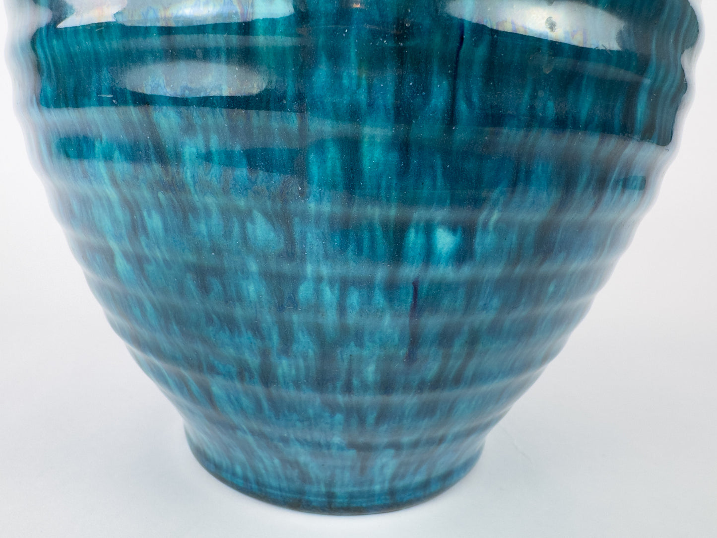 Mid-Century French Accolay Ribbed Stoneware Vase, c 1960