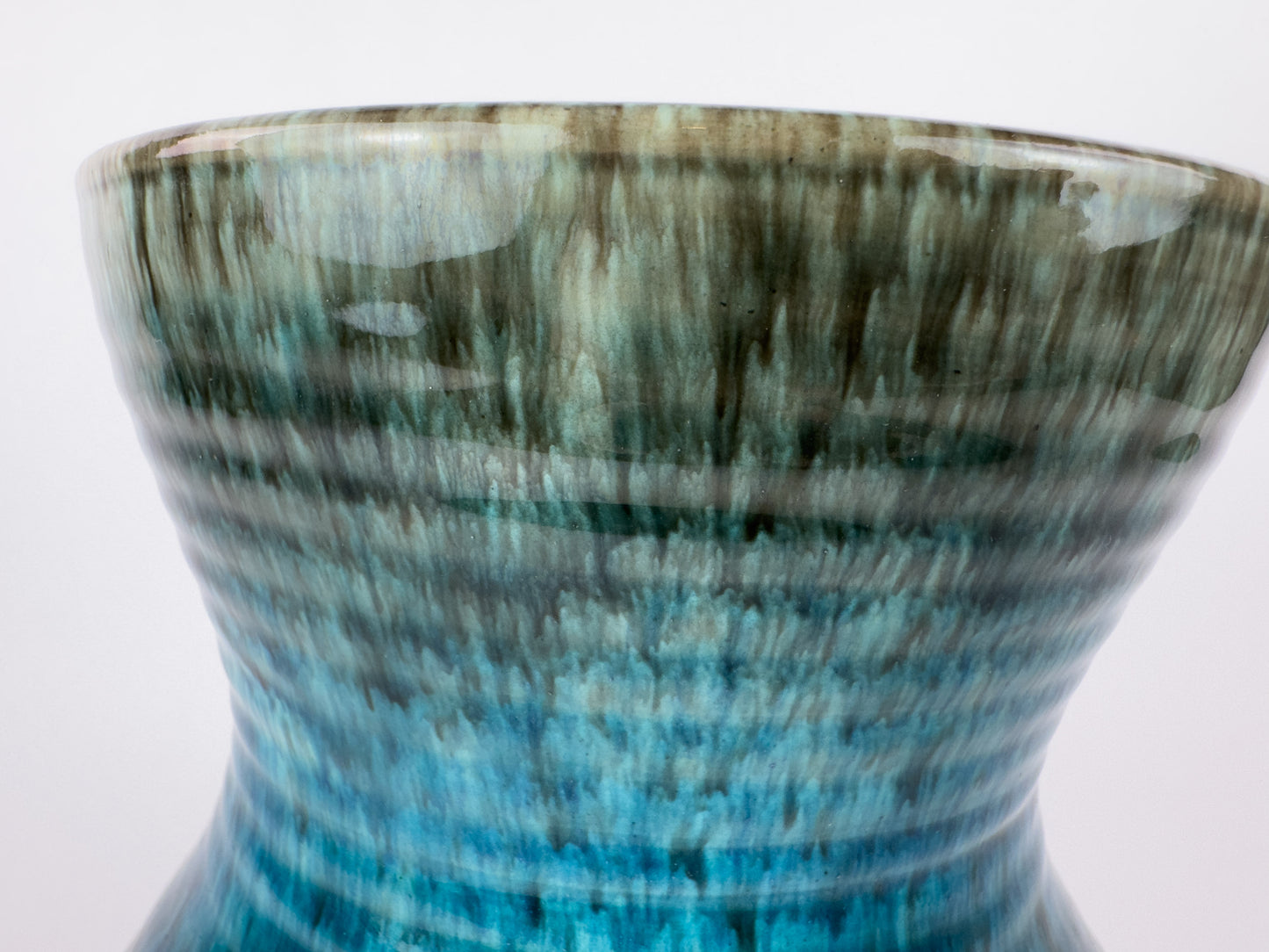 Mid-Century French Accolay Ribbed Stoneware Vase, c 1960