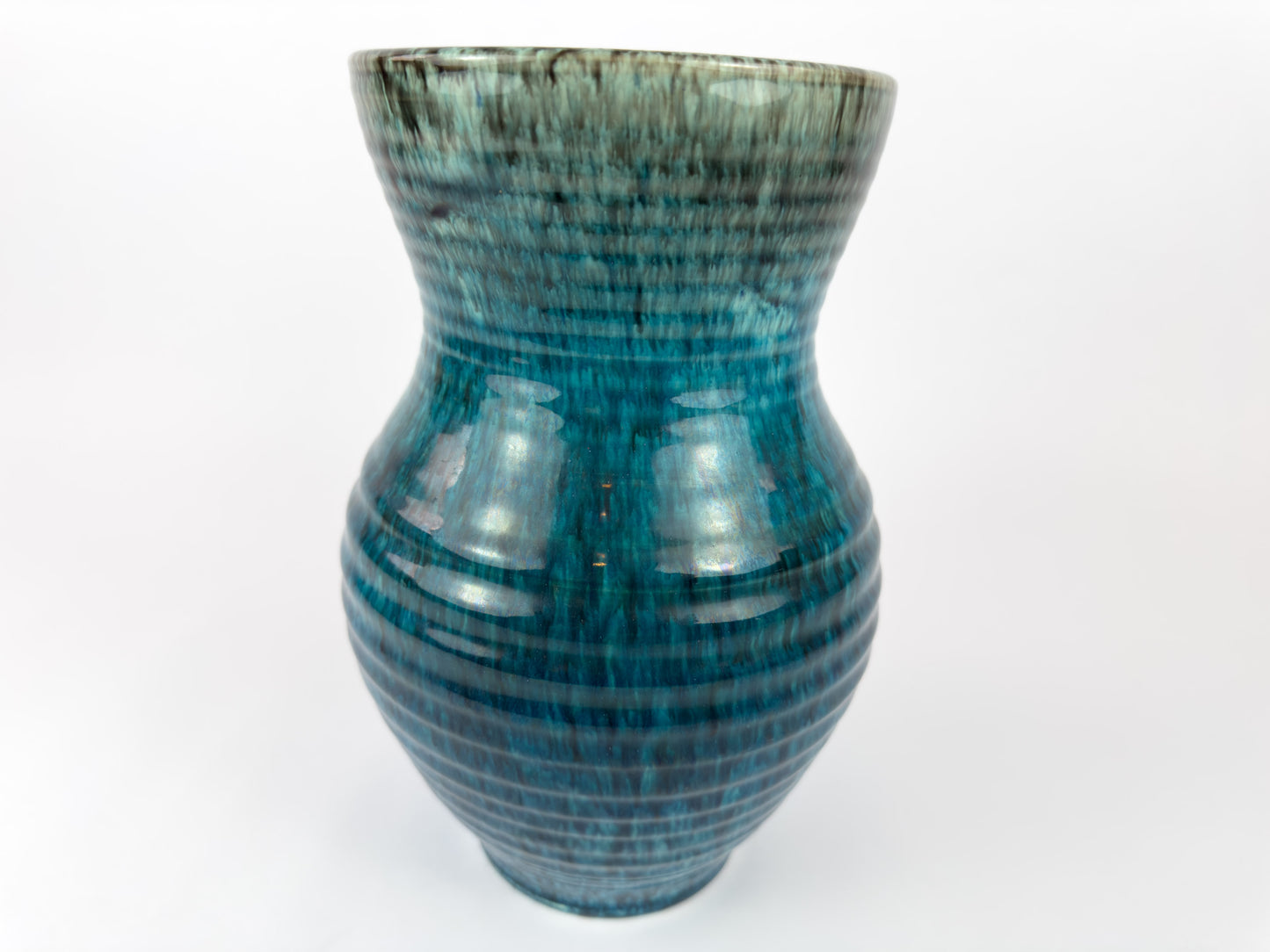 Mid-Century French Accolay Ribbed Stoneware Vase, c 1960