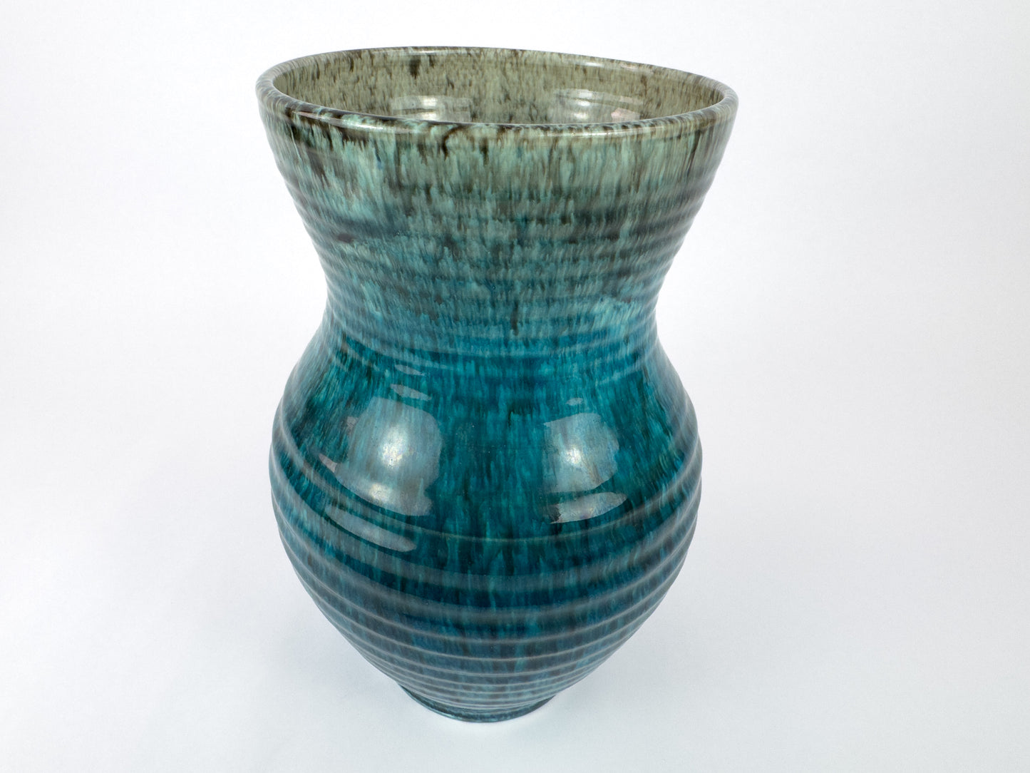 Mid-Century French Accolay Ribbed Stoneware Vase, c 1960