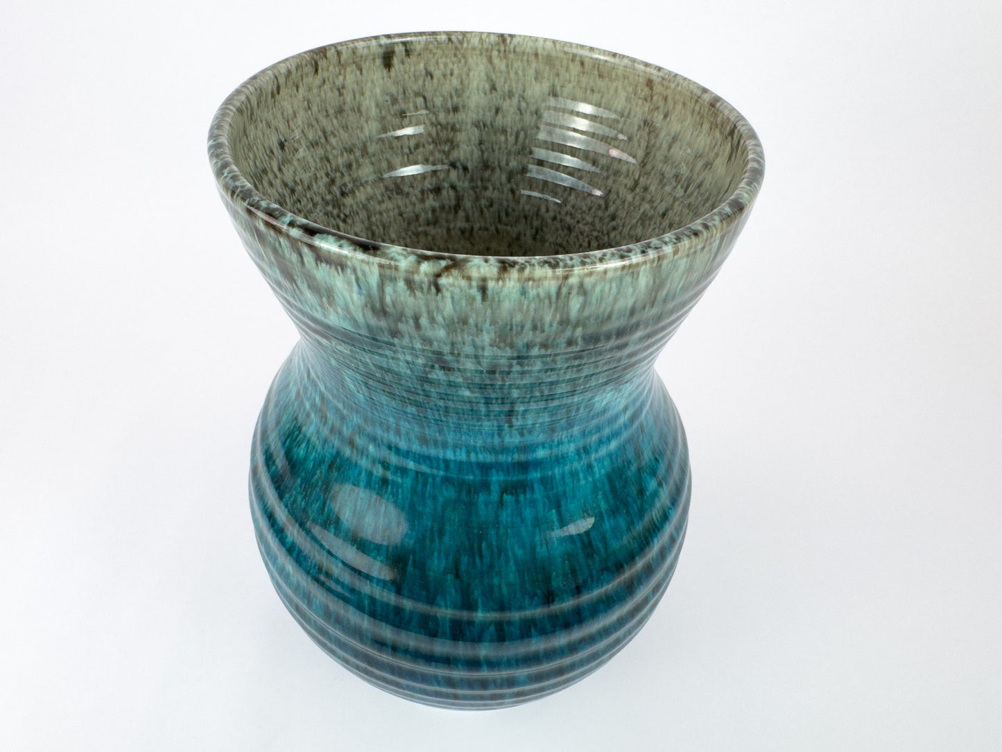 Mid-Century French Accolay Ribbed Stoneware Vase, c 1960