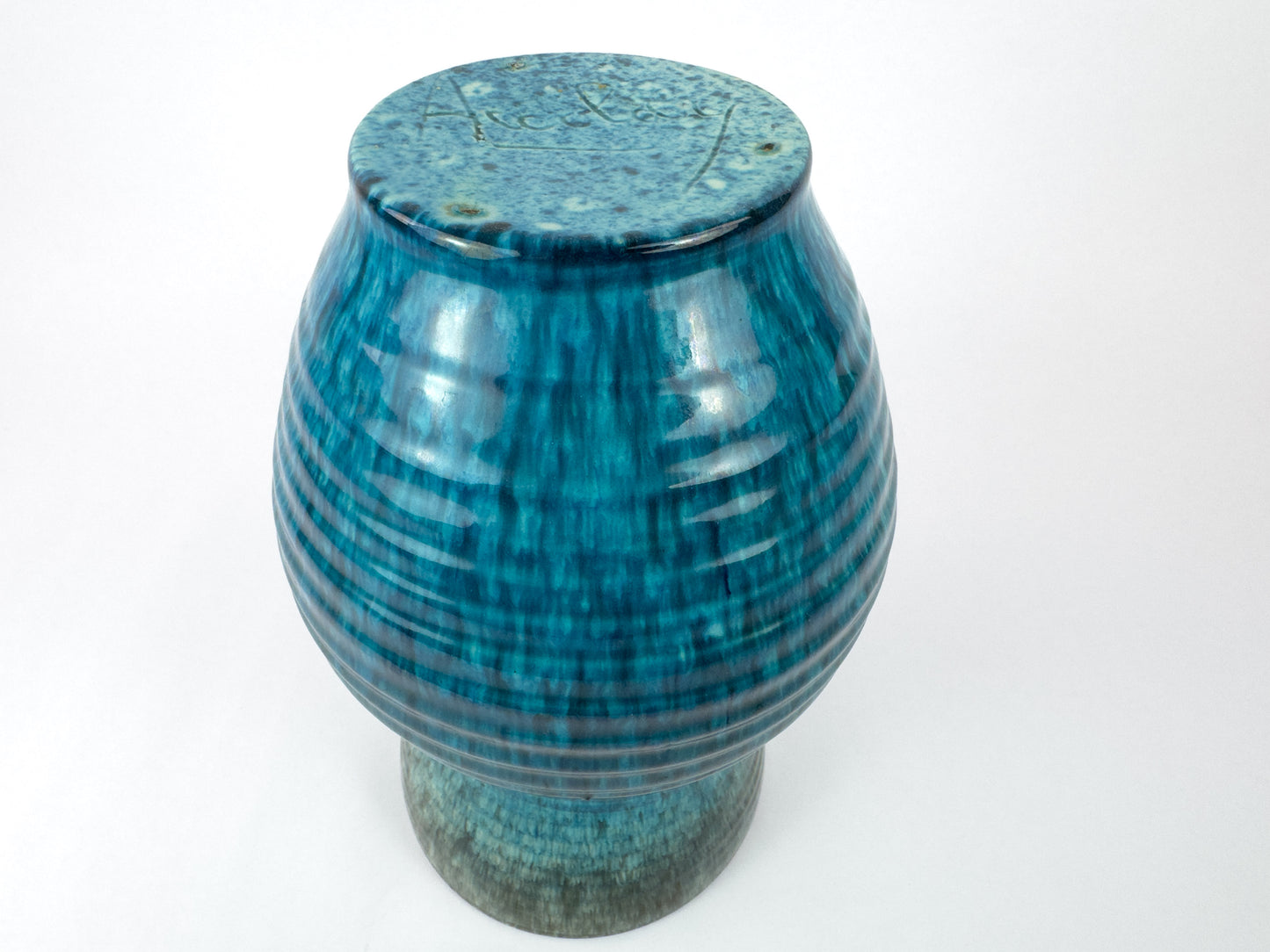 Mid-Century French Accolay Ribbed Stoneware Vase, c 1960
