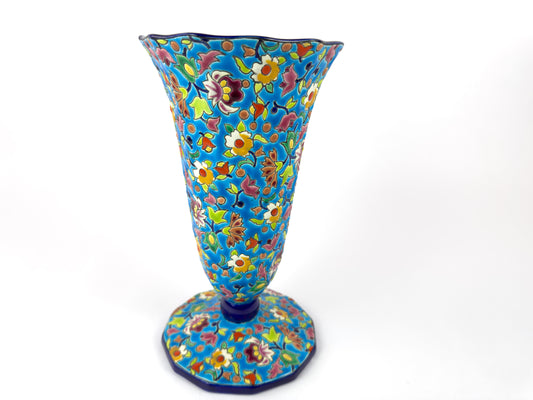 Vintage Longwy Enamelled Ceramic Vase, France, Mid-20th Century