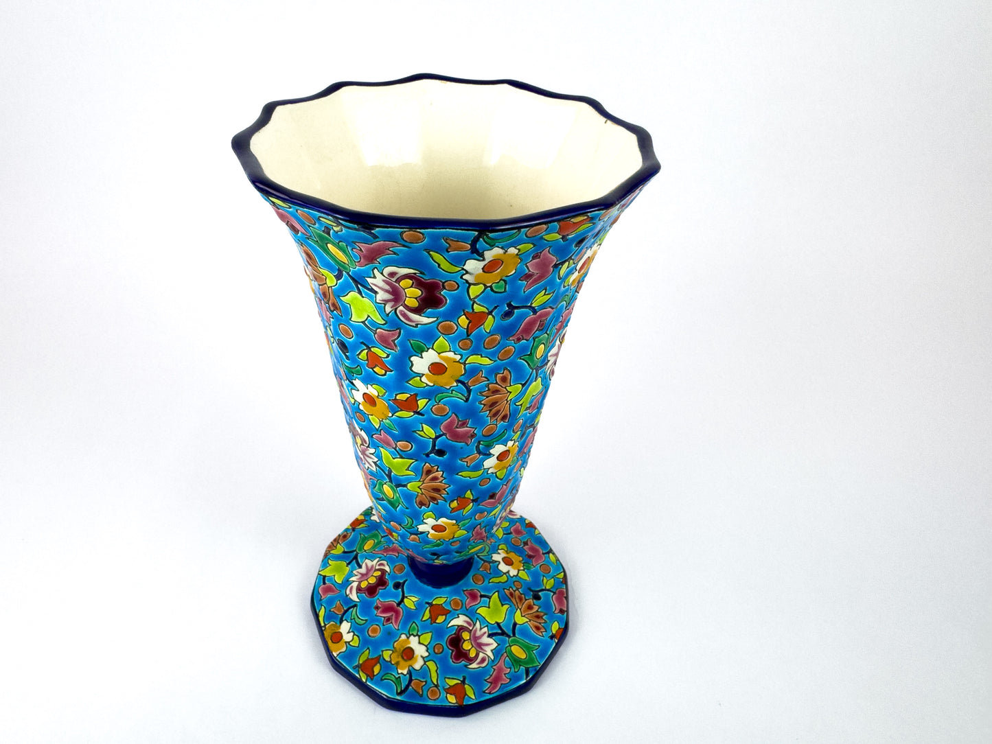 Vintage Longwy Enamelled Ceramic Vase, France, Mid-20th Century