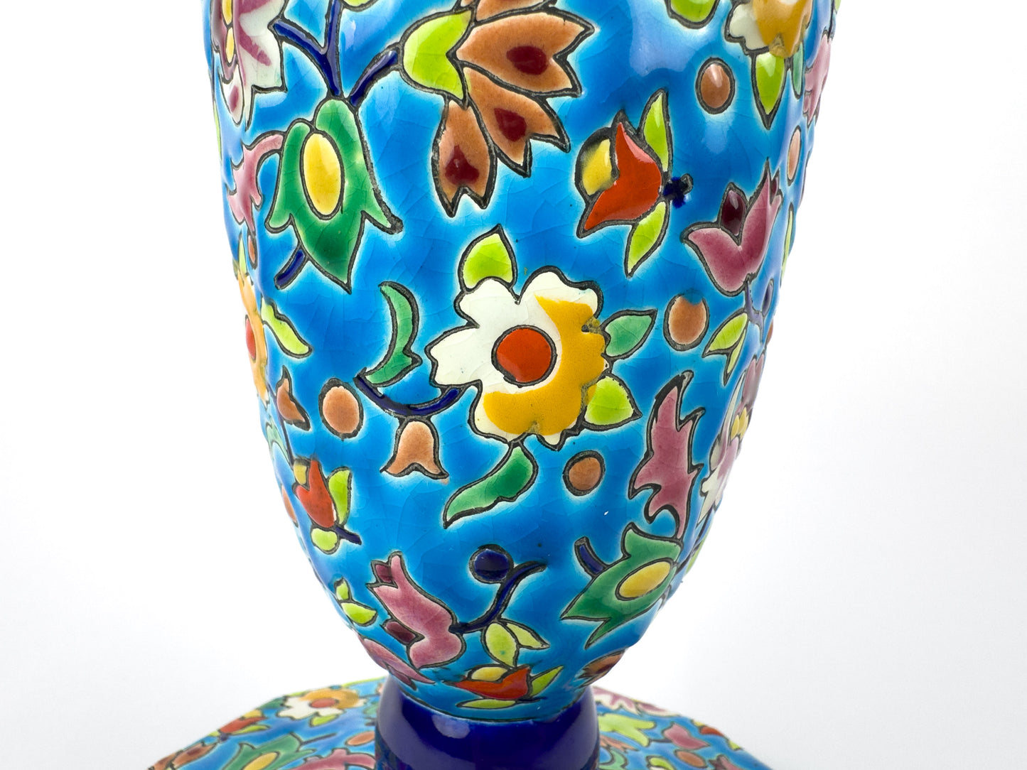 Vintage Longwy Enamelled Ceramic Vase, France, Mid-20th Century
