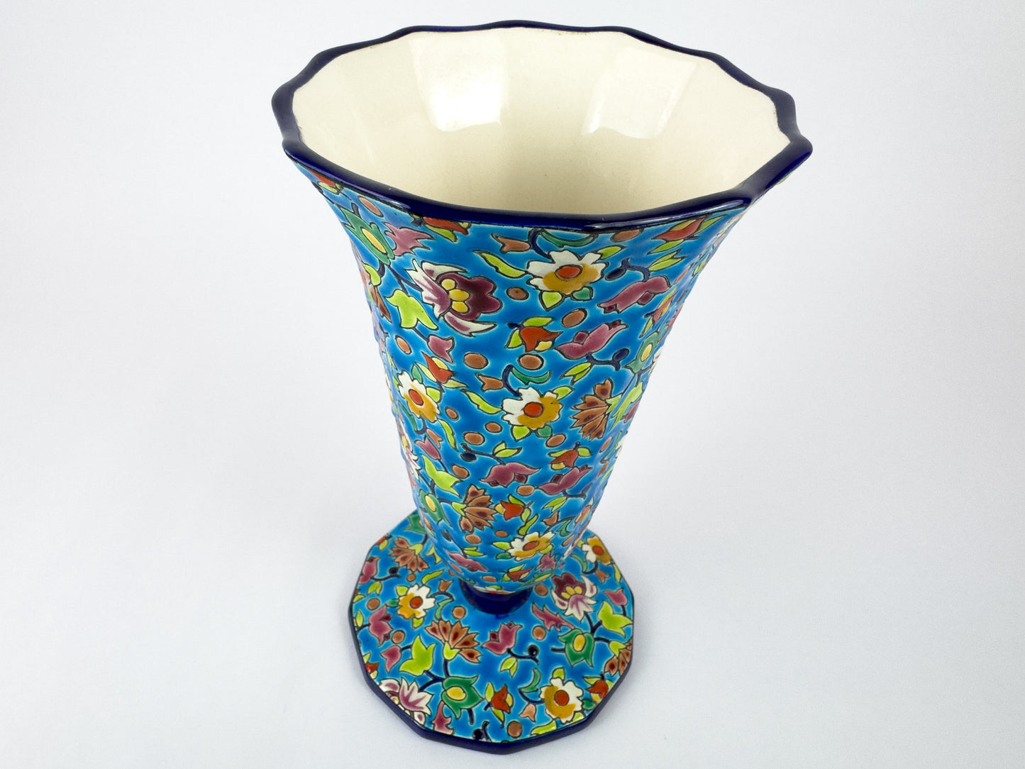 Vintage Longwy Enamelled Ceramic Vase, France, Mid-20th Century