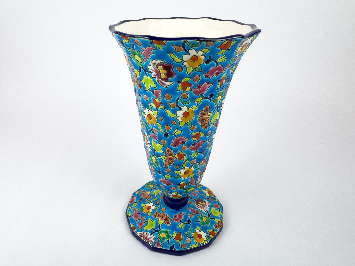 Vintage Longwy Enamelled Ceramic Vase, France, Mid-20th Century