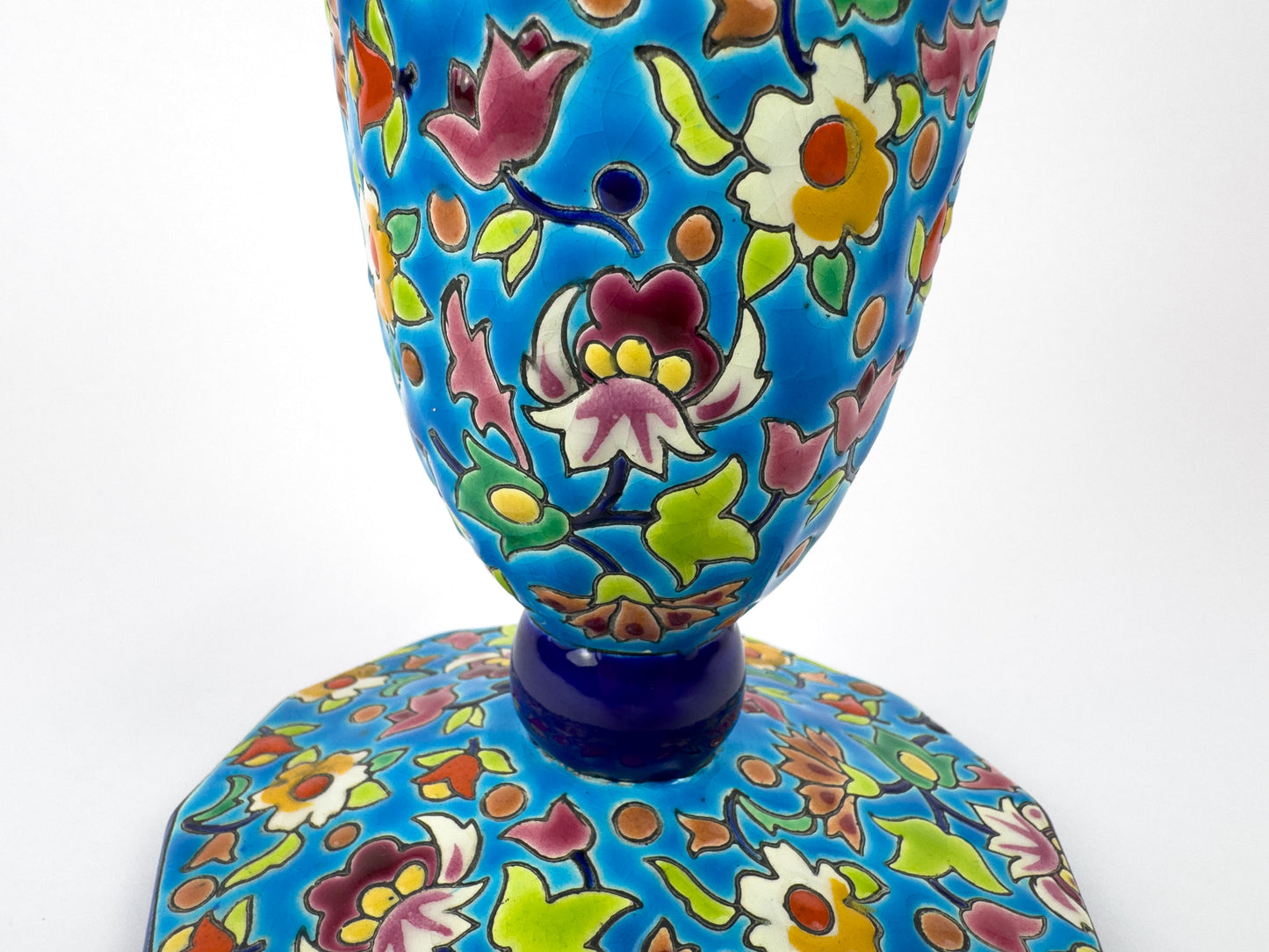 Vintage Longwy Enamelled Ceramic Vase, France, Mid-20th Century