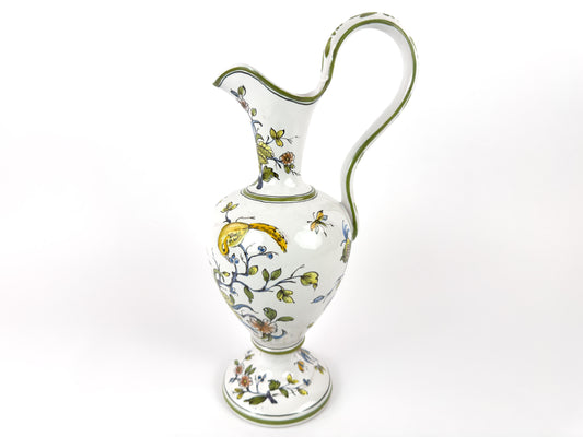 Vintage Lallier de Moustiers Faience Hand-Painted Ewer, France, Mid-20th Century