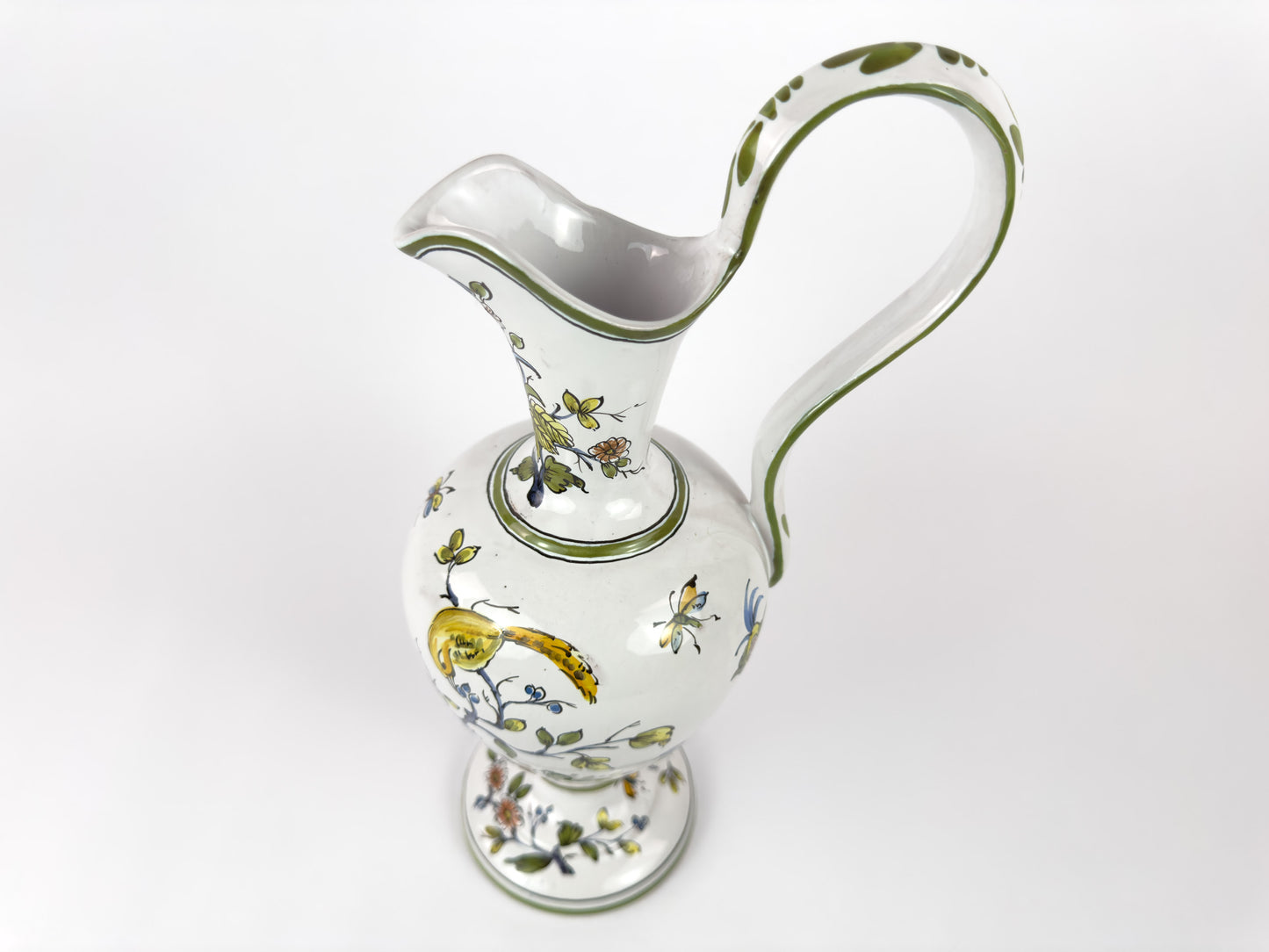 Vintage Lallier de Moustiers Faience Hand-Painted Ewer, France, Mid-20th Century