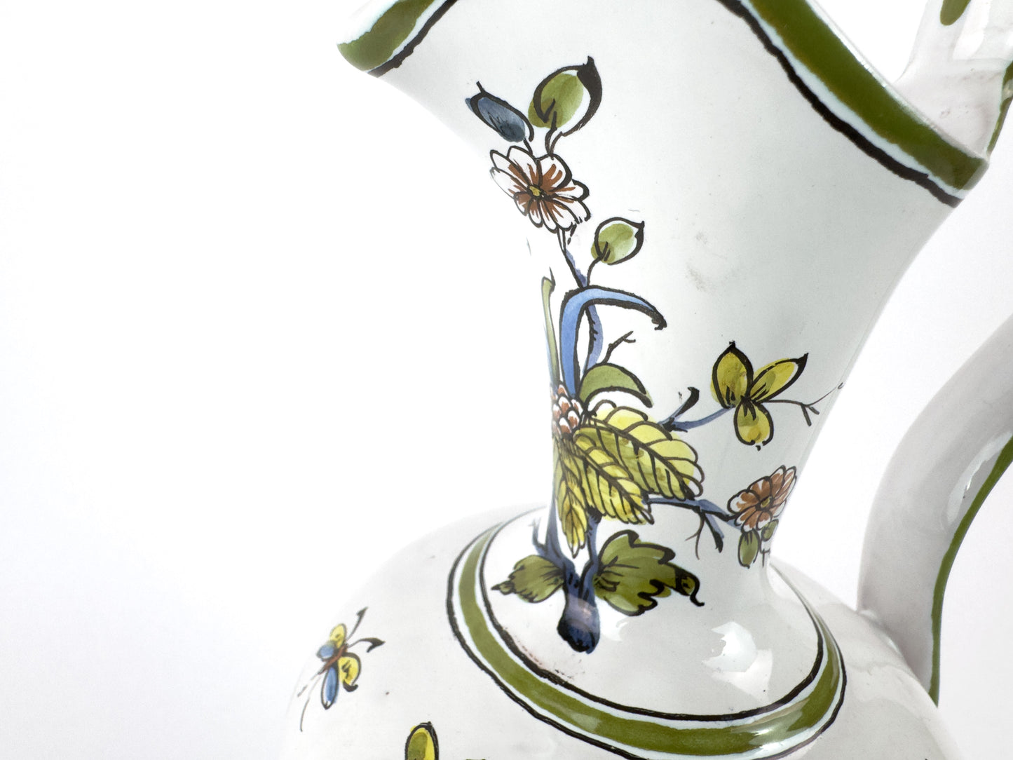 Vintage Lallier de Moustiers Faience Hand-Painted Ewer, France, Mid-20th Century