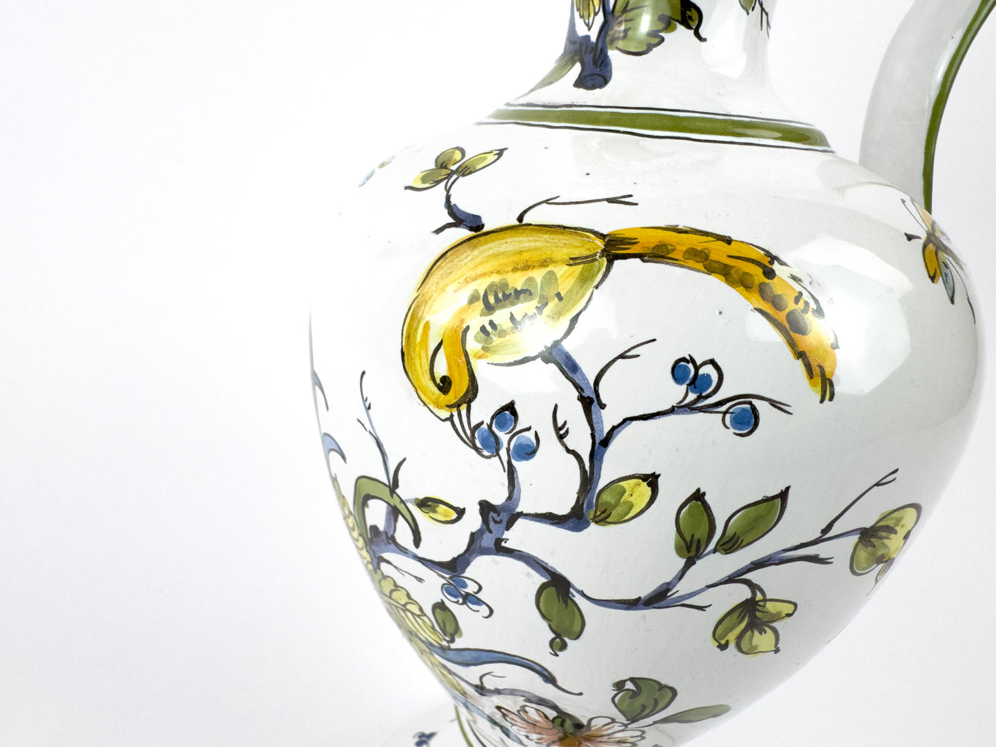 Vintage Lallier de Moustiers Faience Hand-Painted Ewer, France, Mid-20th Century