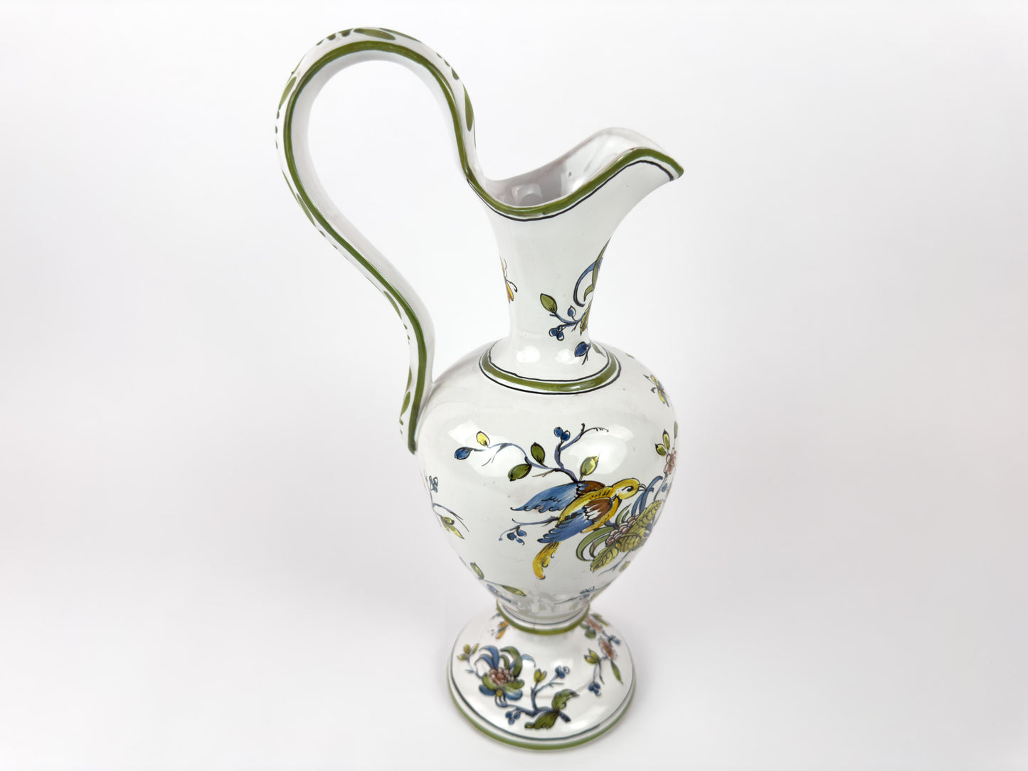 Vintage Lallier de Moustiers Faience Hand-Painted Ewer, France, Mid-20th Century