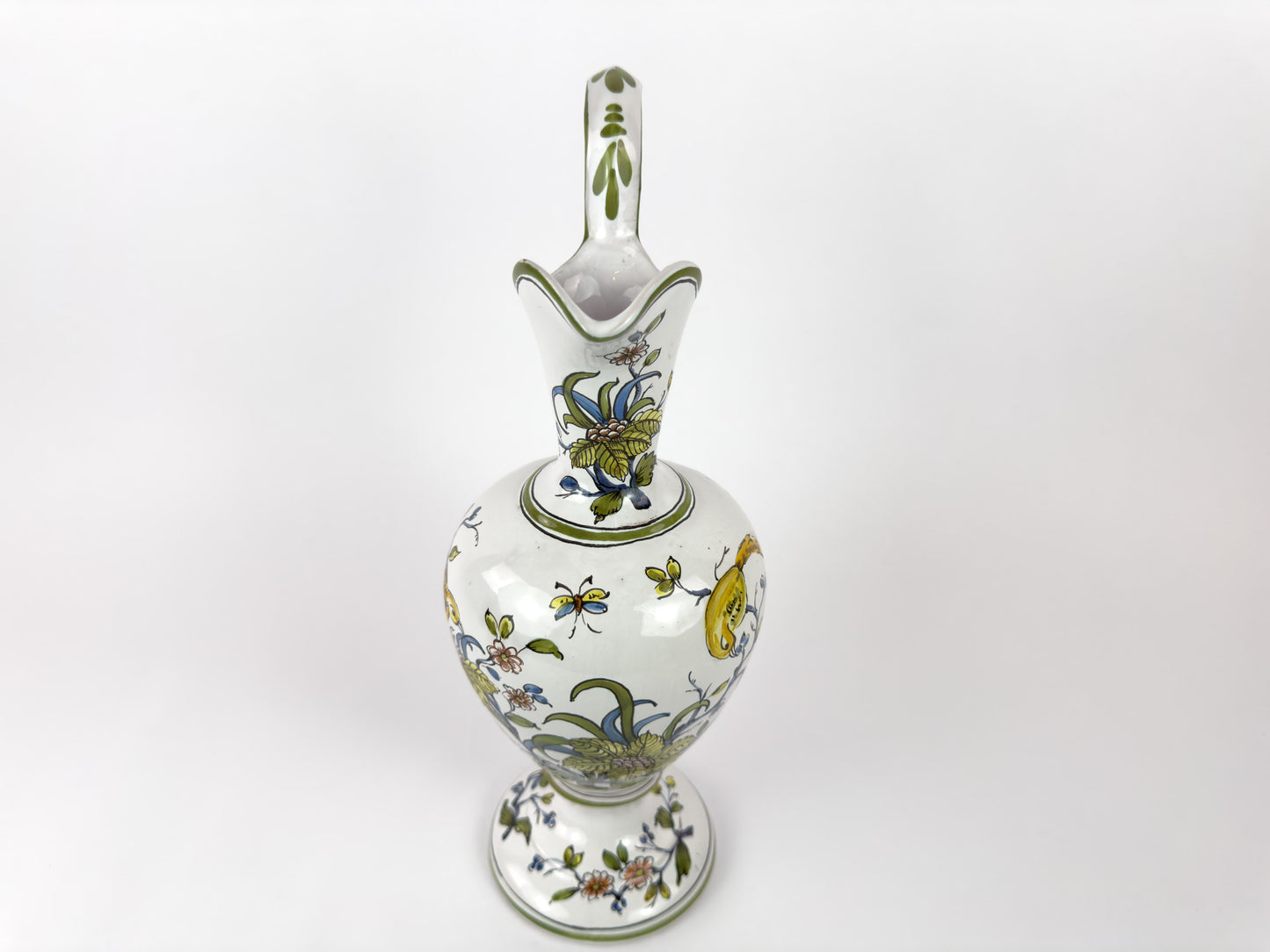 Vintage Lallier de Moustiers Faience Hand-Painted Ewer, France, Mid-20th Century