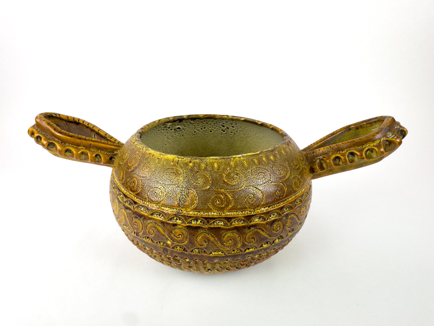 Vallauris Sculptural Ceramic Bowl With Handles, 1960s