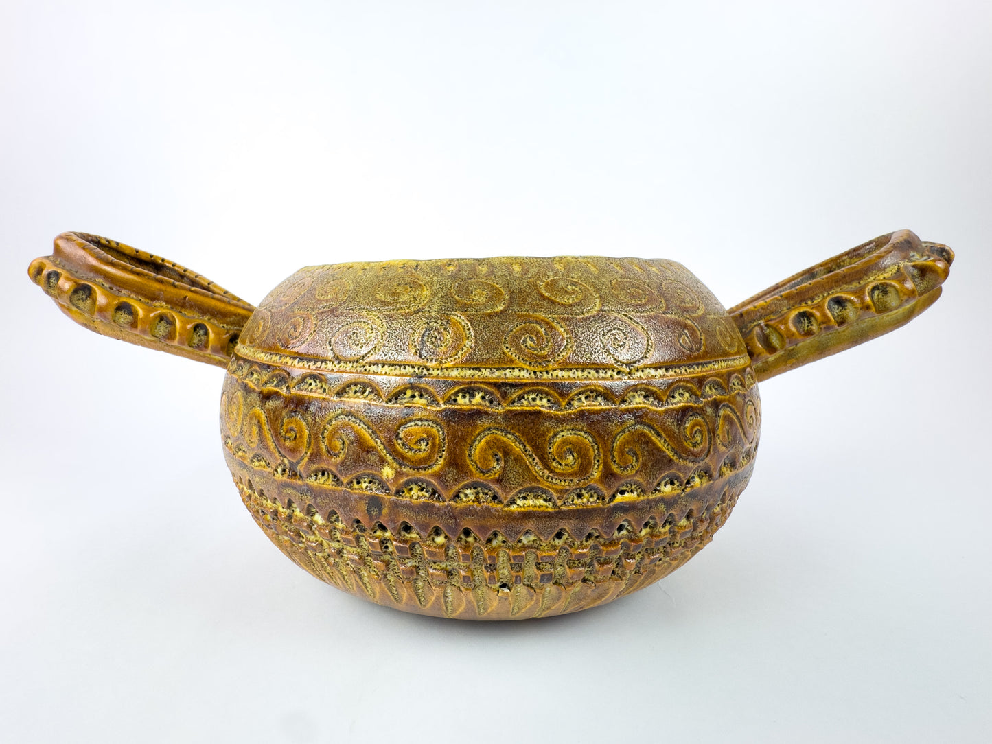Vallauris Sculptural Ceramic Bowl With Handles, 1960s