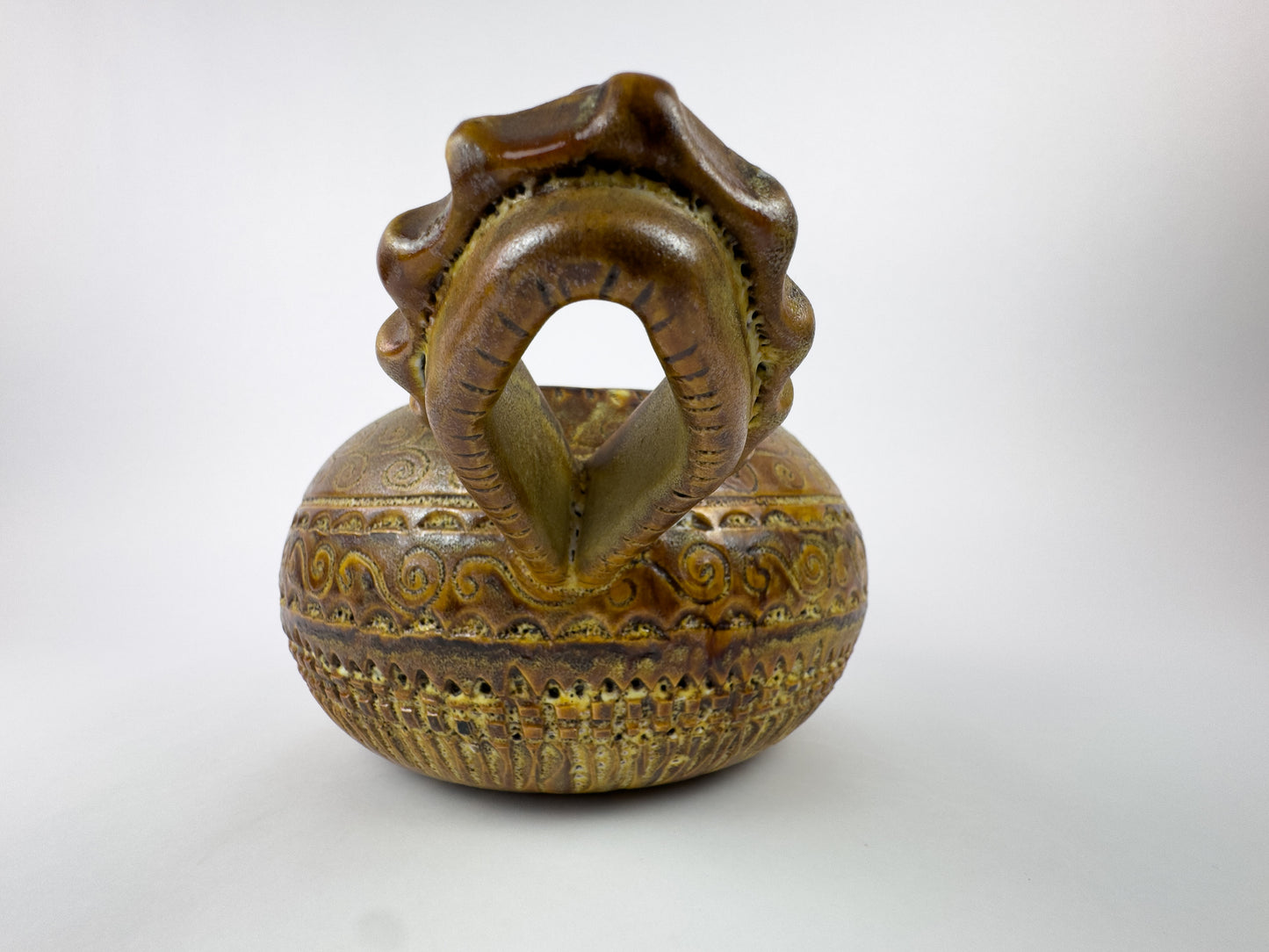 Vallauris Sculptural Ceramic Bowl With Handles, 1960s