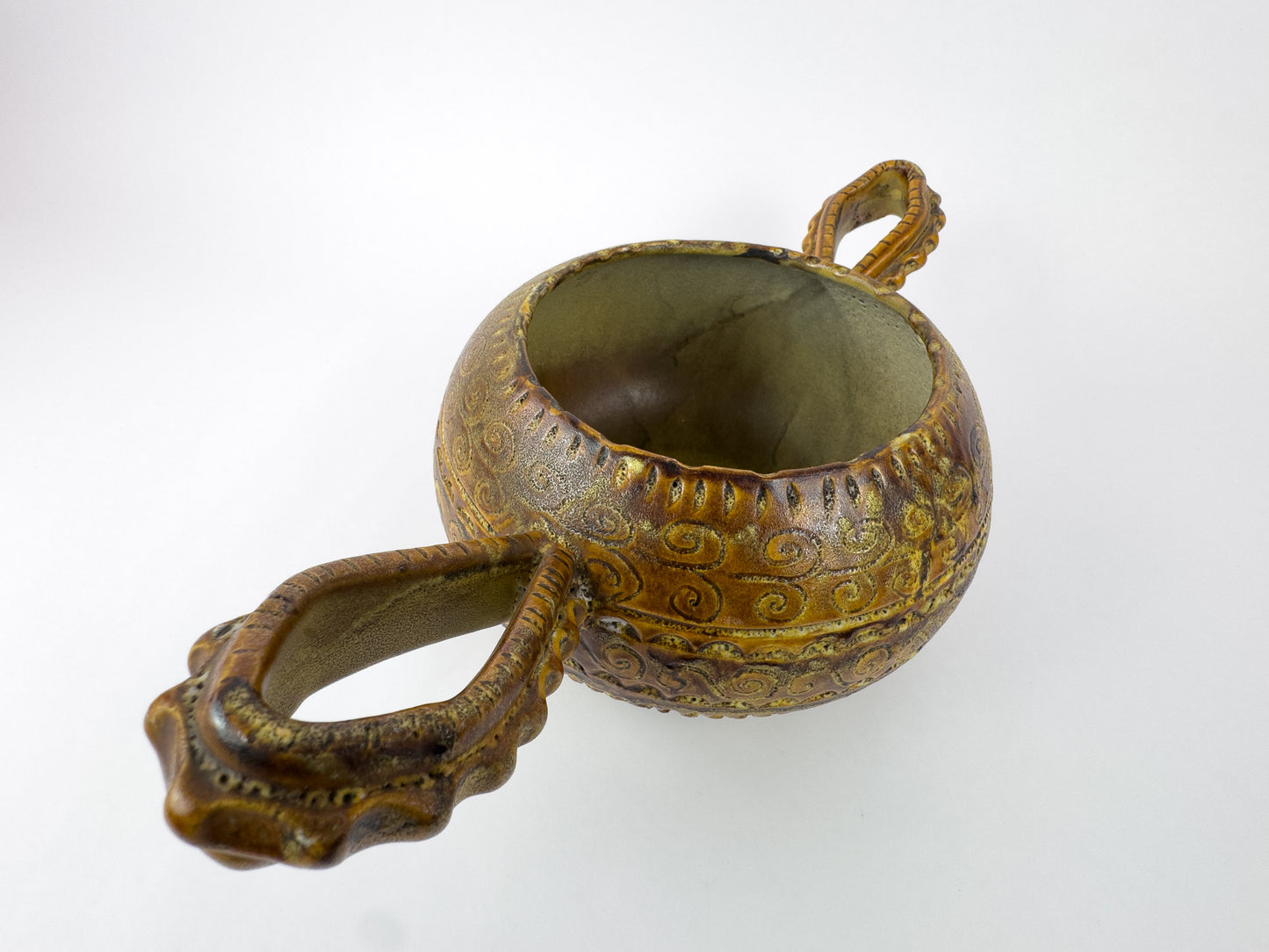 Vallauris Sculptural Ceramic Bowl With Handles, 1960s