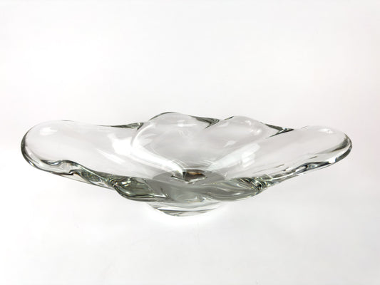 Daum France Freeform Clear Crystal Centerpiece Bowl, Mid-Century