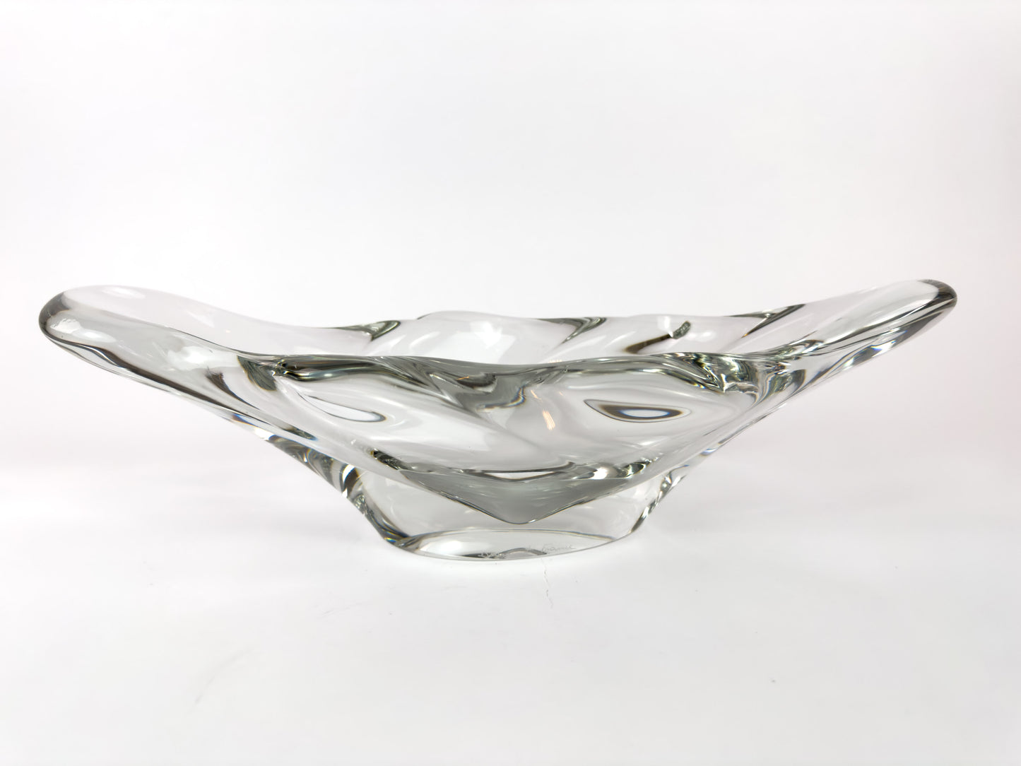 Daum France Freeform Clear Crystal Centerpiece Bowl, Mid-Century
