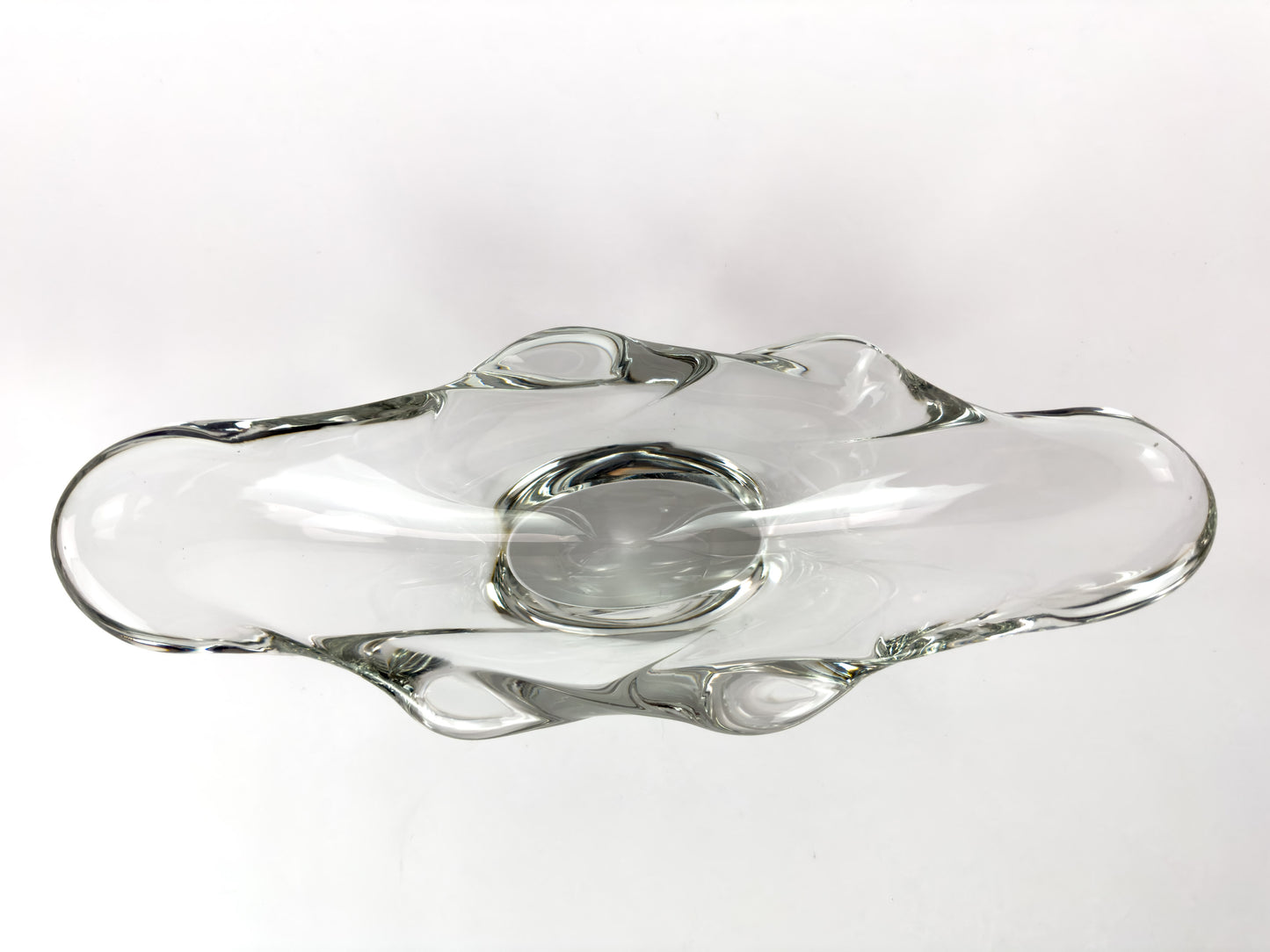Daum France Freeform Clear Crystal Centerpiece Bowl, Mid-Century