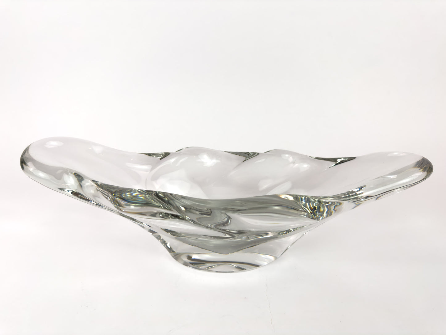 Daum France Freeform Clear Crystal Centerpiece Bowl, Mid-Century