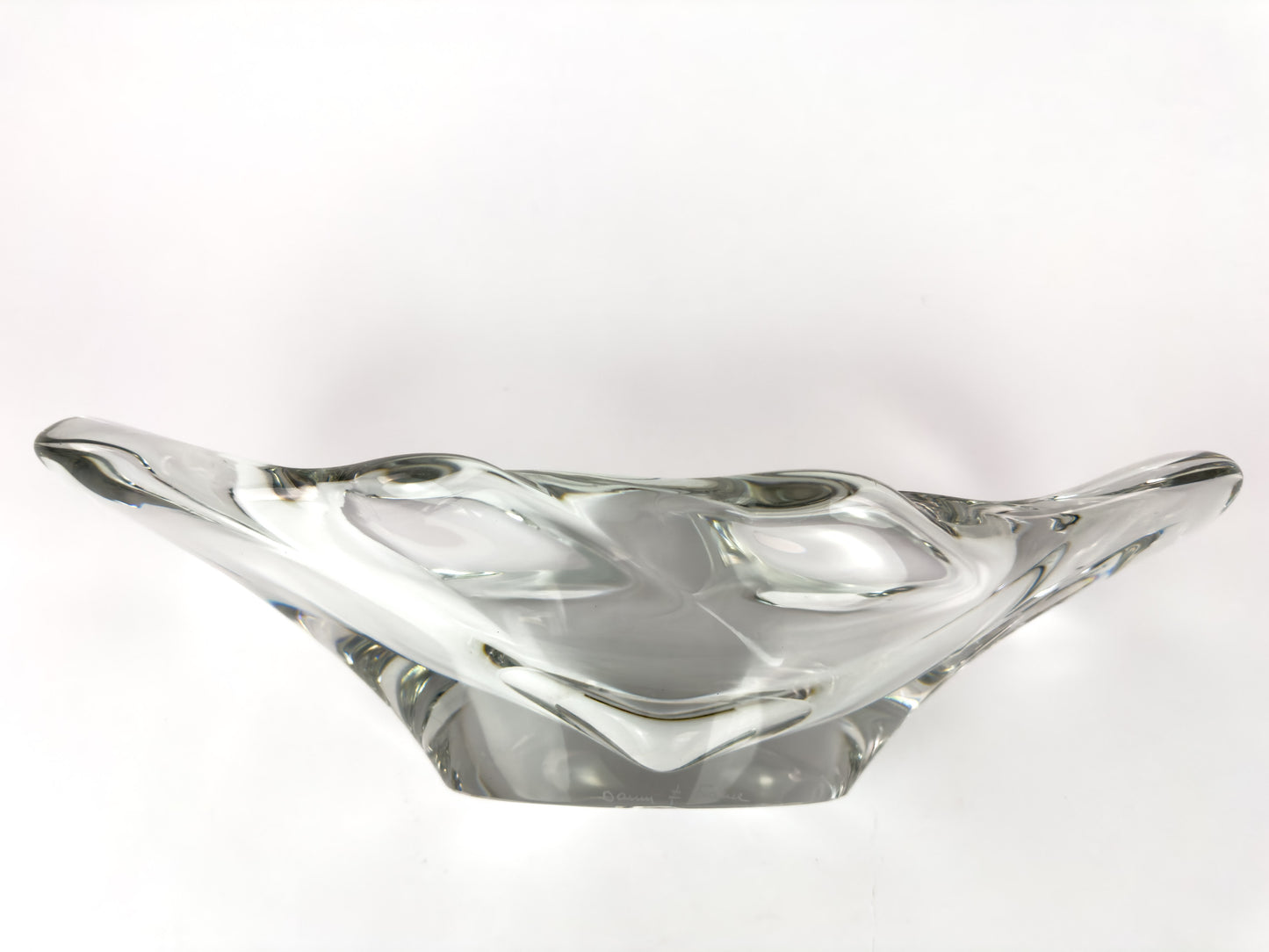 Daum France Freeform Clear Crystal Centerpiece Bowl, Mid-Century