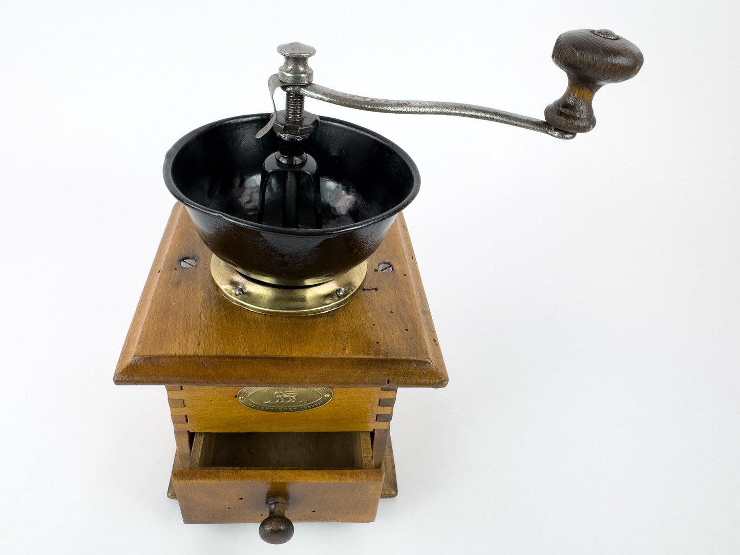 Vintage Peugeot Frères Wooden Manual Coffee Grinder, France