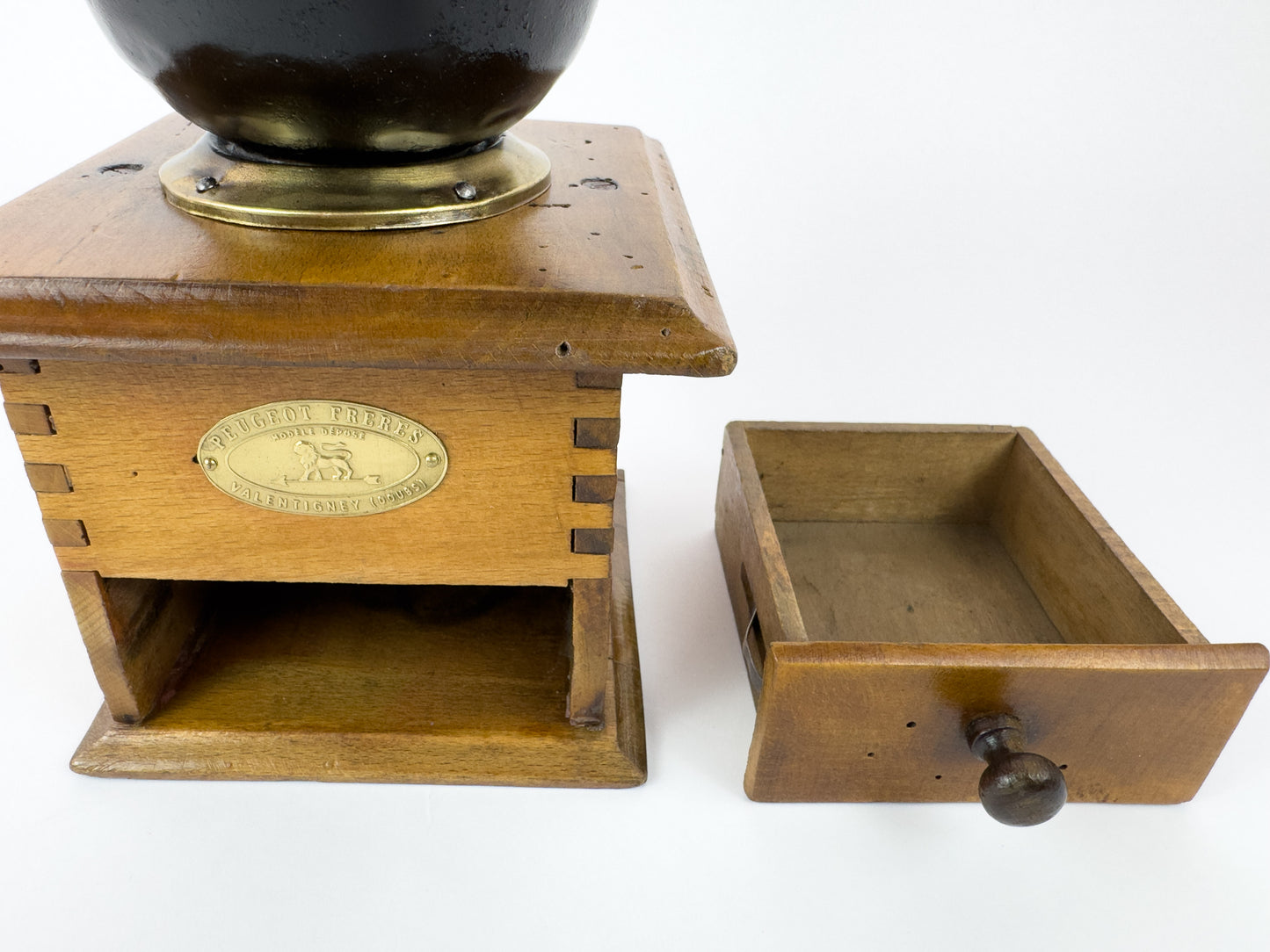 Vintage Peugeot Frères Wooden Manual Coffee Grinder, France