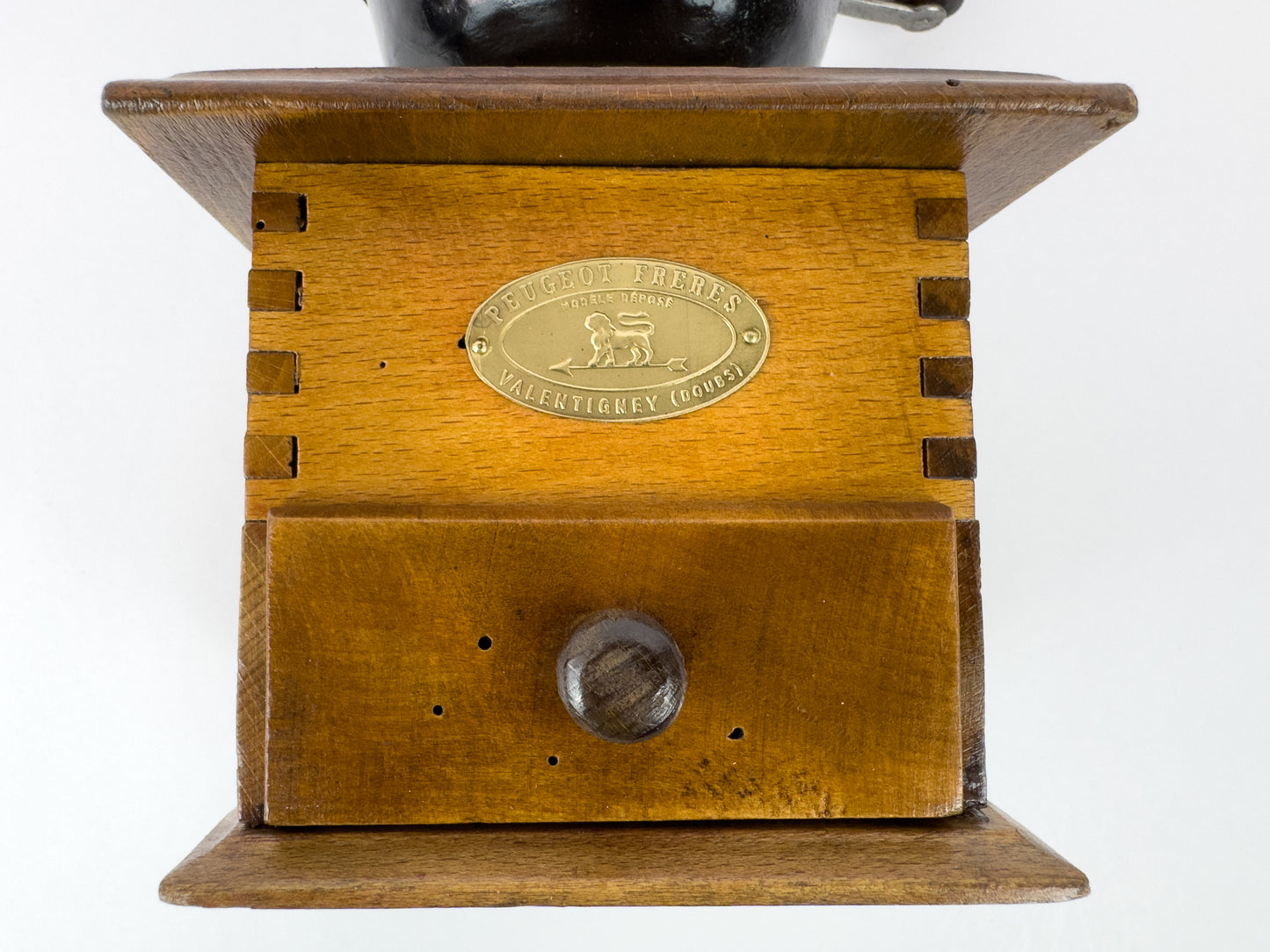 Vintage Peugeot Frères Wooden Manual Coffee Grinder, France