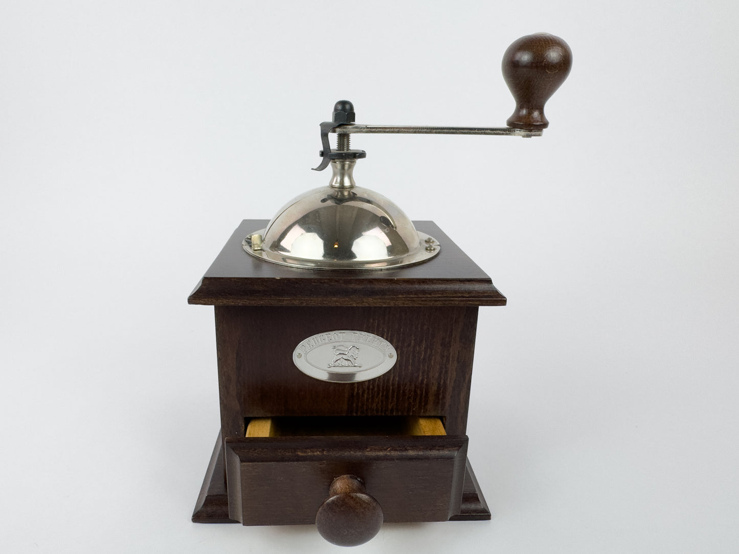 Vintage Peugeot Frères Manual Coffee Grinder with Wooden Body, c. 1950s-1960s