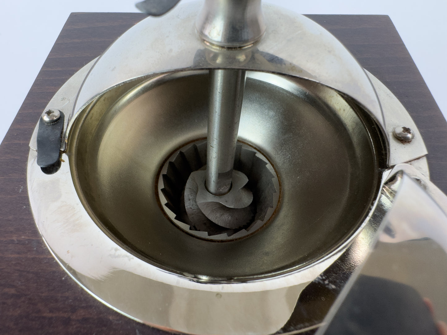 Vintage Peugeot Frères Manual Coffee Grinder with Wooden Body, c. 1950s-1960s