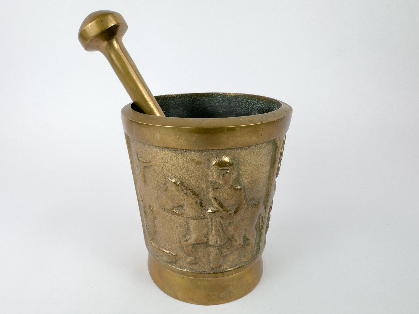 Large Mid-Century Solid Bronze Mortar and Pestle, c. 1950–1970