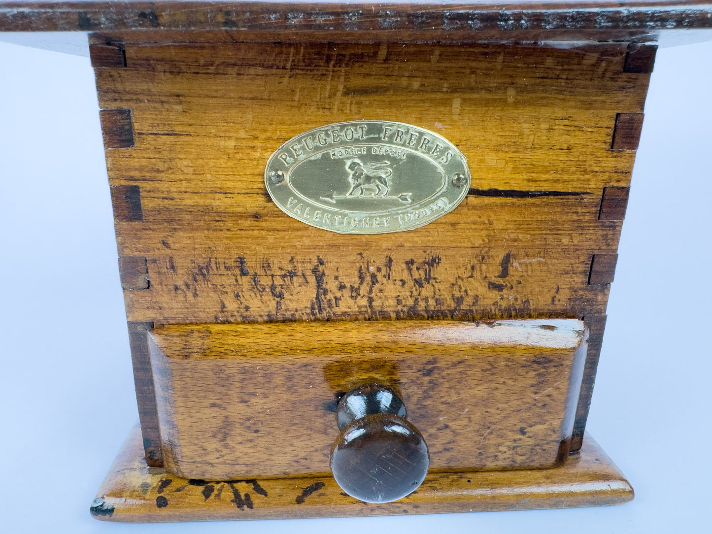 Vintage Peugeot Frères Wooden Manual Coffee Grinder, c. 1930s–1950s