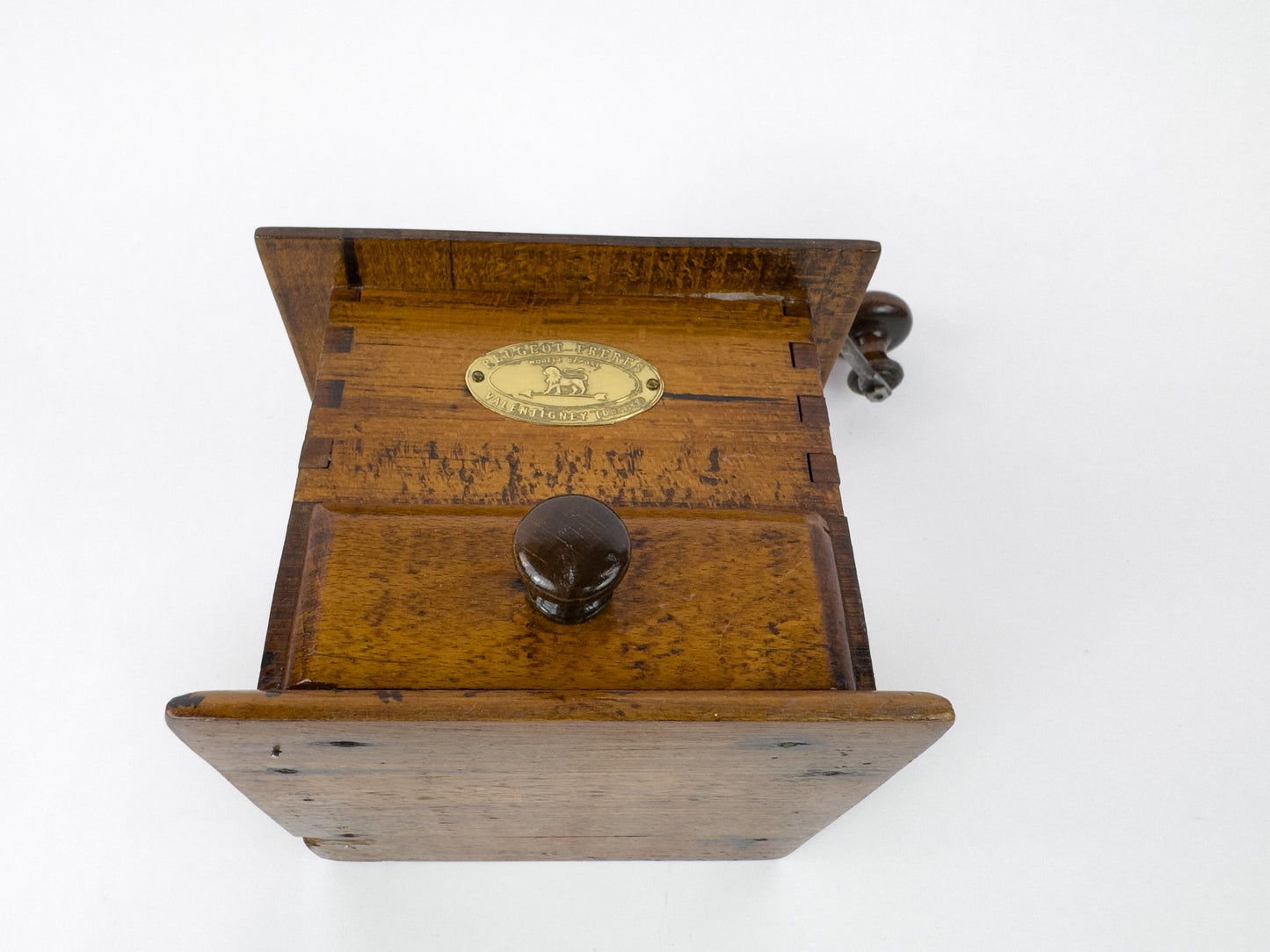 Vintage Peugeot Frères Wooden Manual Coffee Grinder, c. 1930s–1950s