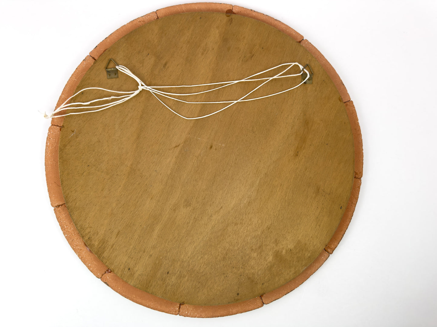 Roger Capron Style French Ceramic Tile Mirror, Terracotta Botanical Design, 1970s