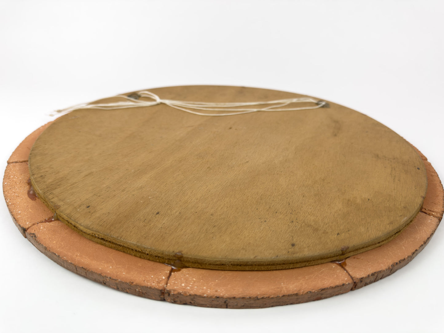 Roger Capron Style French Ceramic Tile Mirror, Terracotta Botanical Design, 1970s