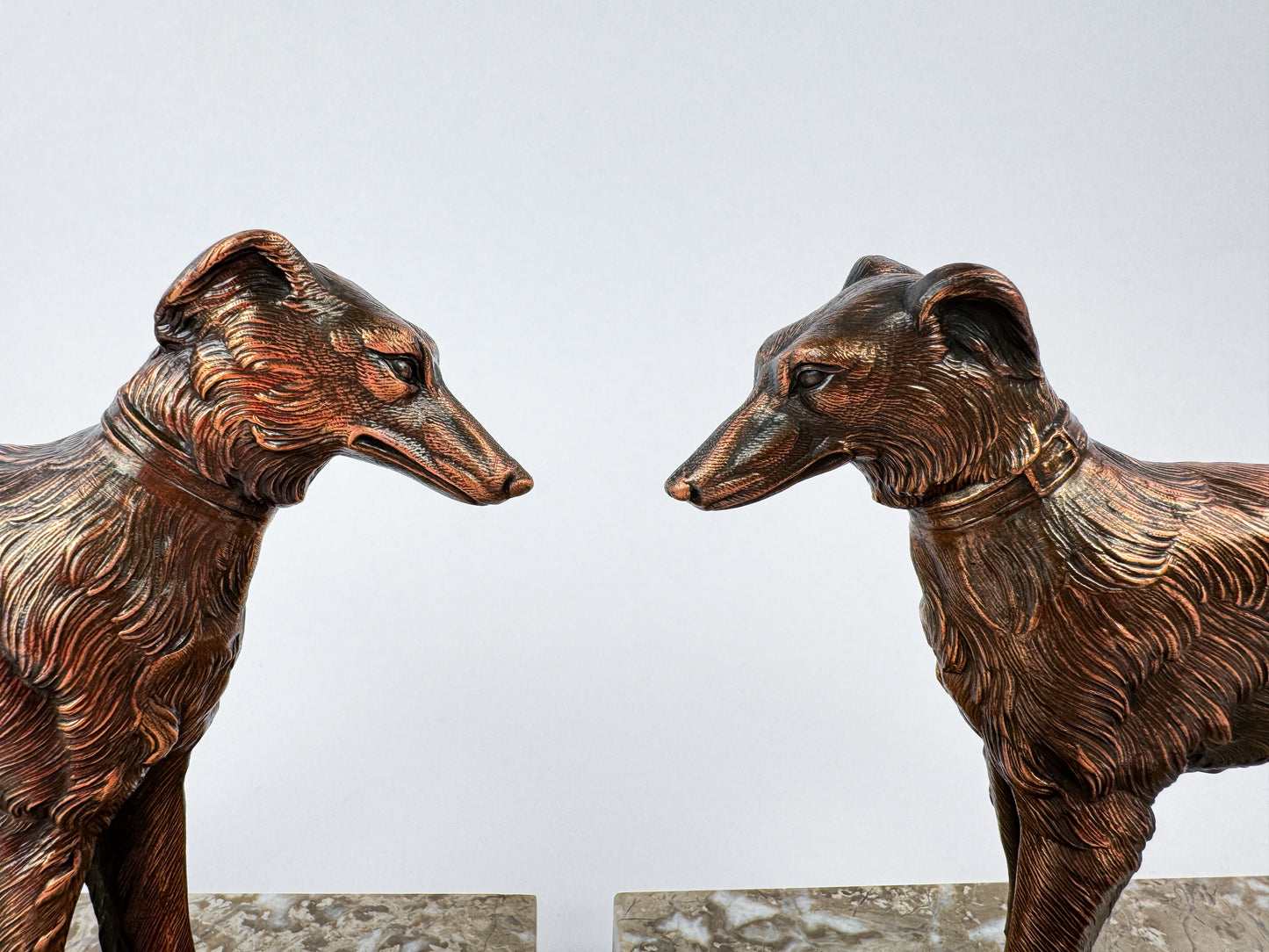 Pair of Art Deco Barzoi Dog Bookends, France, c.1930