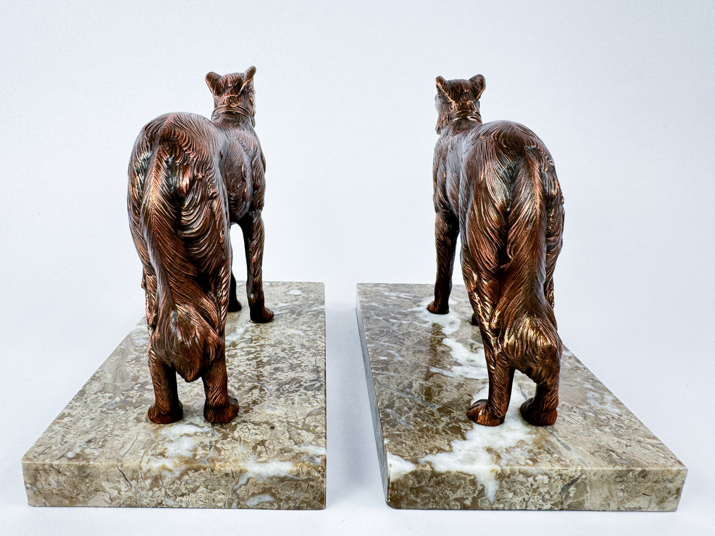 Pair of Art Deco Barzoi Dog Bookends, France, c.1930