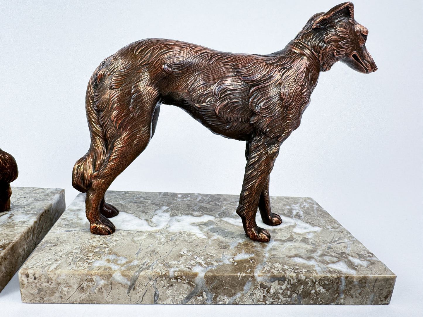 Pair of Art Deco Barzoi Dog Bookends, France, c.1930