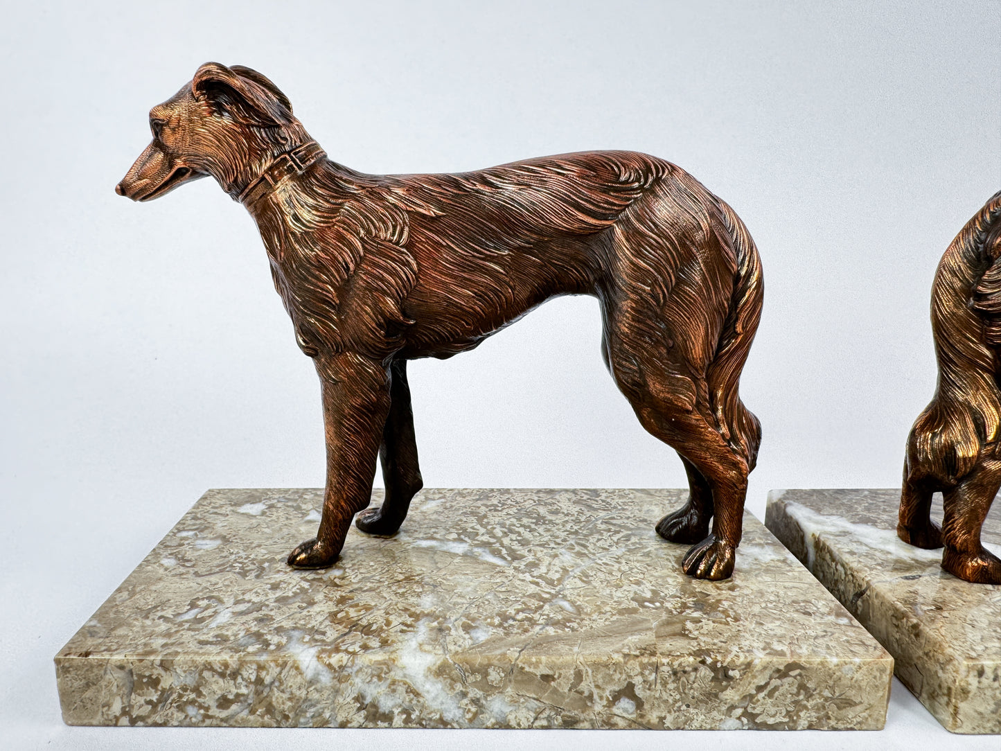 Pair of Art Deco Barzoi Dog Bookends, France, c.1930