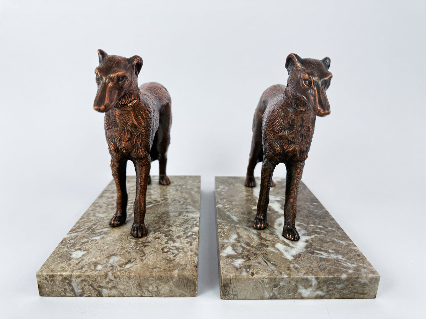 Pair of Art Deco Barzoi Dog Bookends, France, c.1930