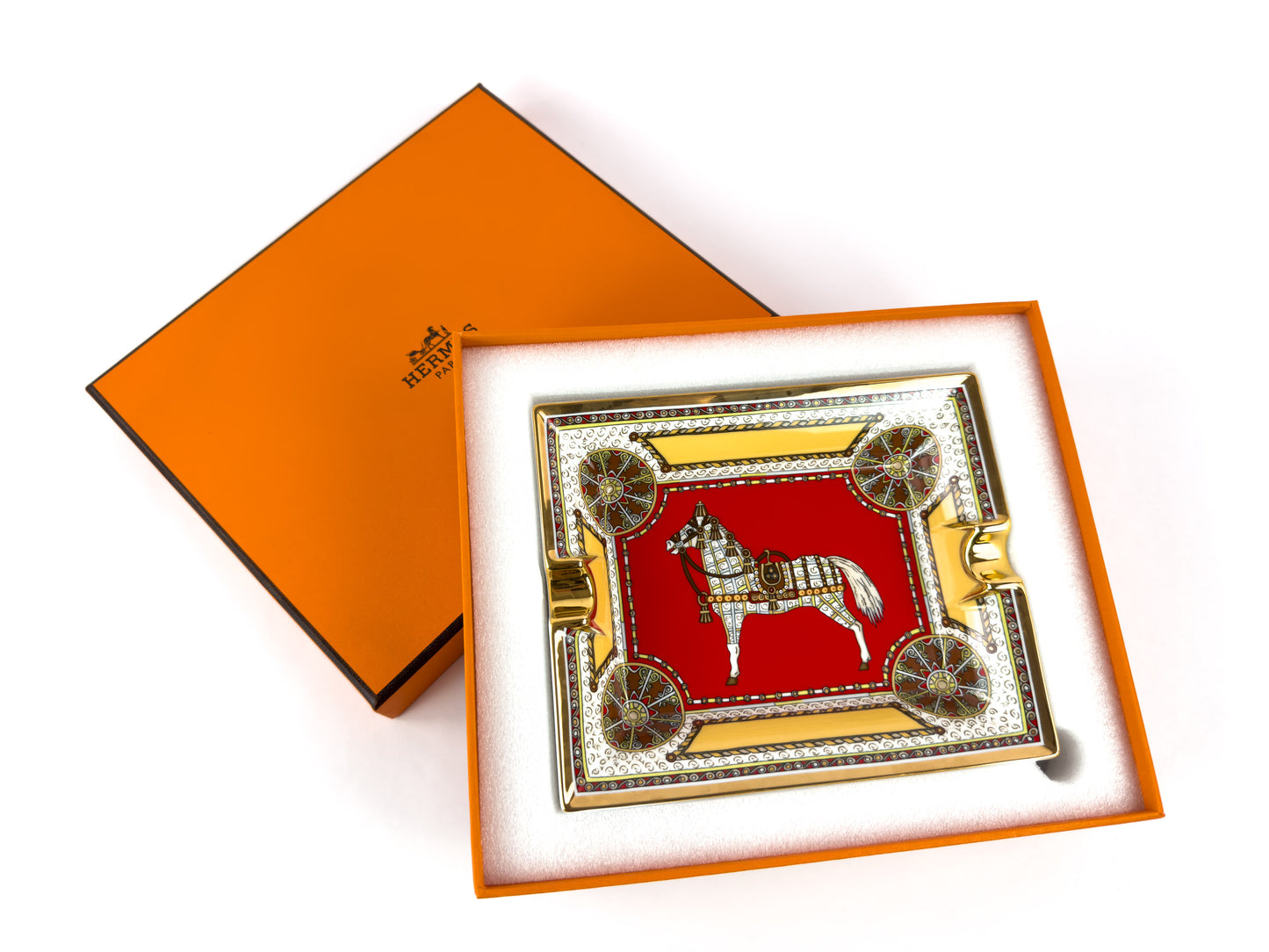 Hermès Paris Cheval d’Orient (Horse of the Orient) Porcelain Ashtray, New in Box
