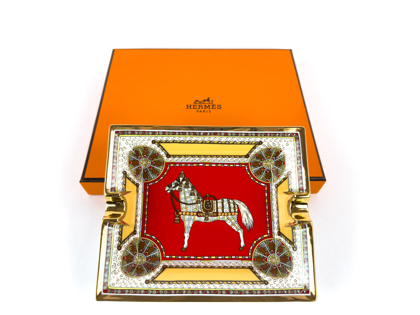 Hermès Paris Cheval d’Orient (Horse of the Orient) Porcelain Ashtray, New in Box
