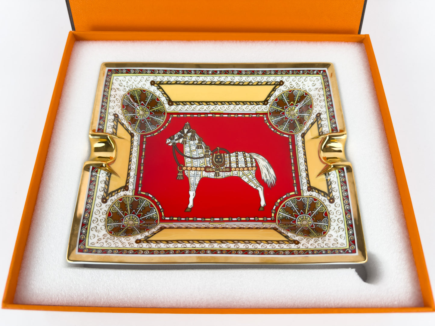 Hermès Paris Cheval d’Orient (Horse of the Orient) Porcelain Ashtray, New in Box