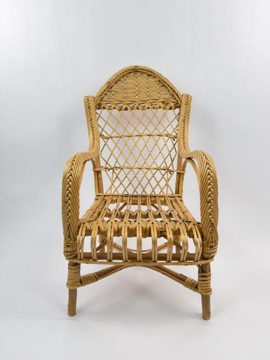 Vintage French Rattan Children’s Chair, 1950s
