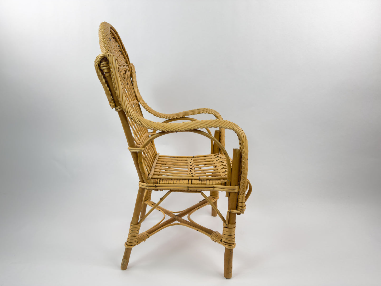 Vintage French Rattan Children’s Chair, 1950s